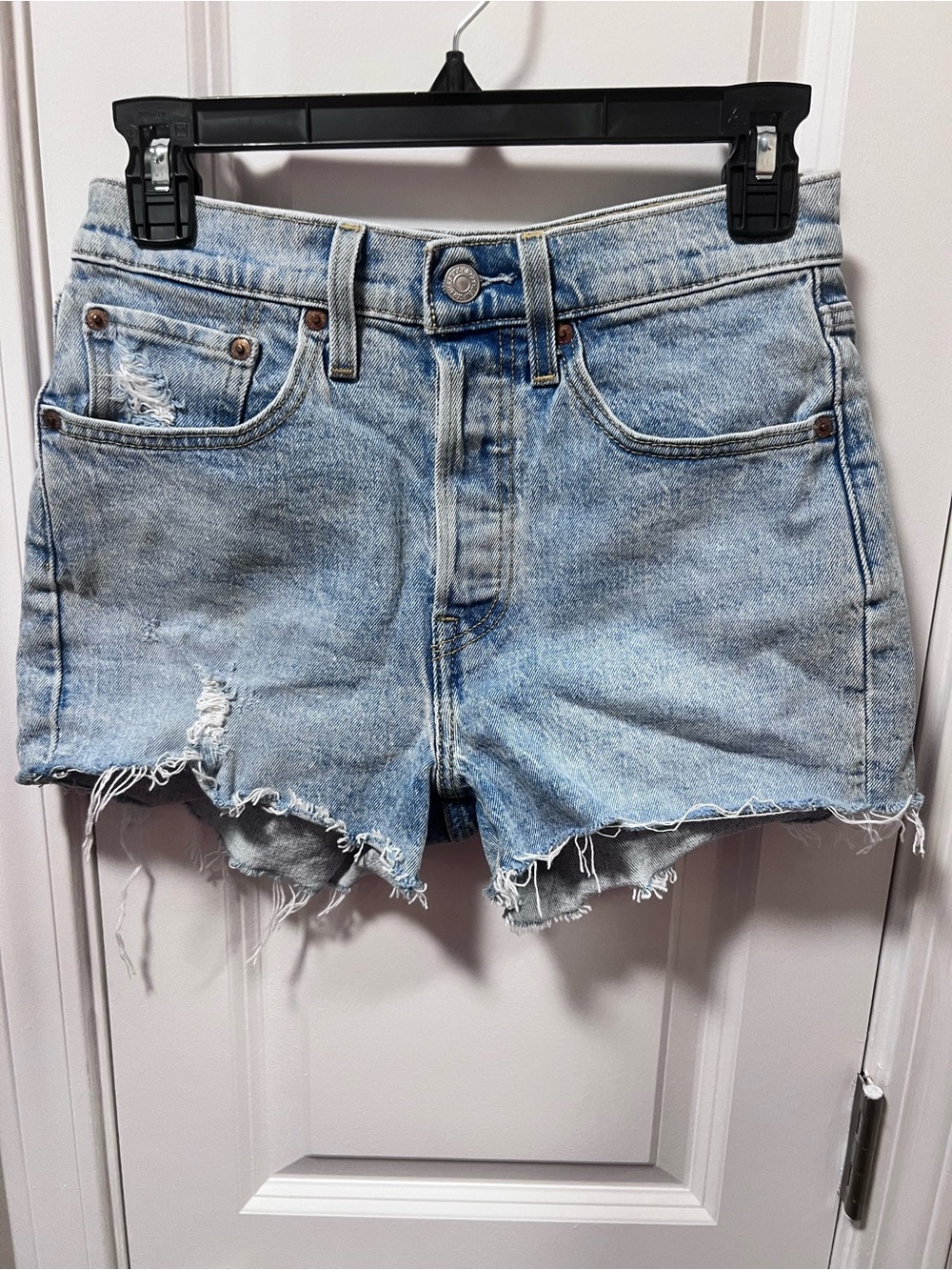 Levi's Light Blue Distressed Denim Cutoff Shorts 501 2.5" inseam Buttonfly LKNEW